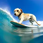 Water, Dog, Sky, Liquid, Dog breed, Carnivore, Companion dog, Happy, Wind Wave, Leisure, Canidae, People In Nature, Ocean, Wave, Fun, Recreation, Brittany, Cloud, Circle